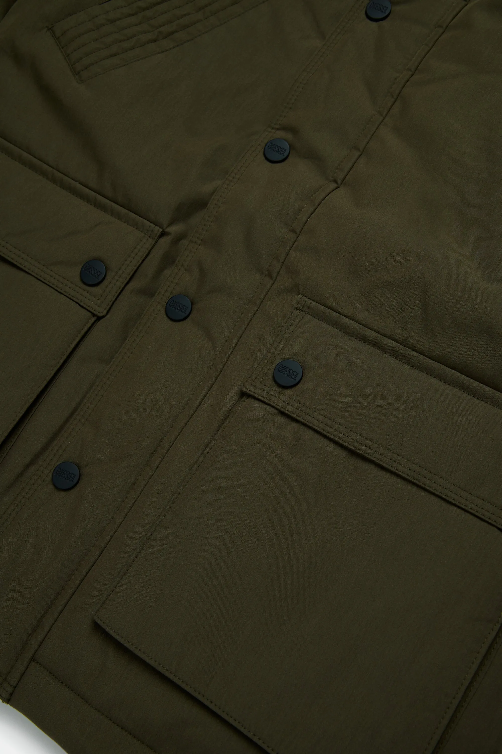 Long padded jacket with front pockets