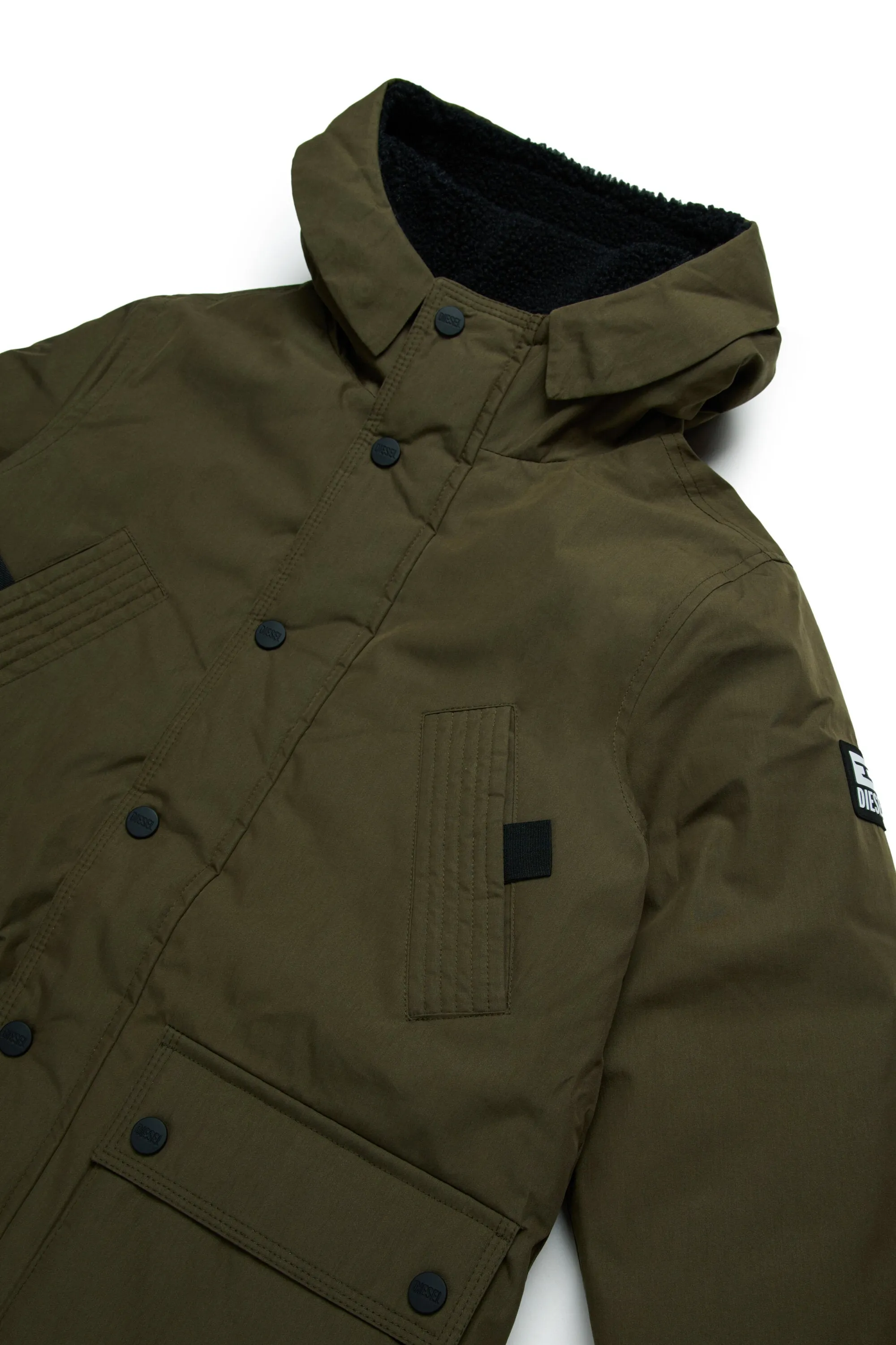 Long padded jacket with front pockets