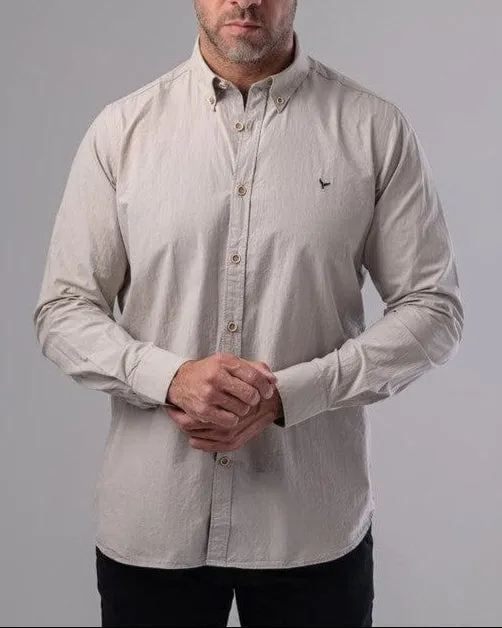 LONG SLEEVE PLAIN SHIRT - BEIGE