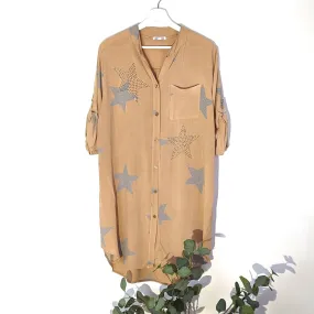 Longline subtle crystal star shirt/dress