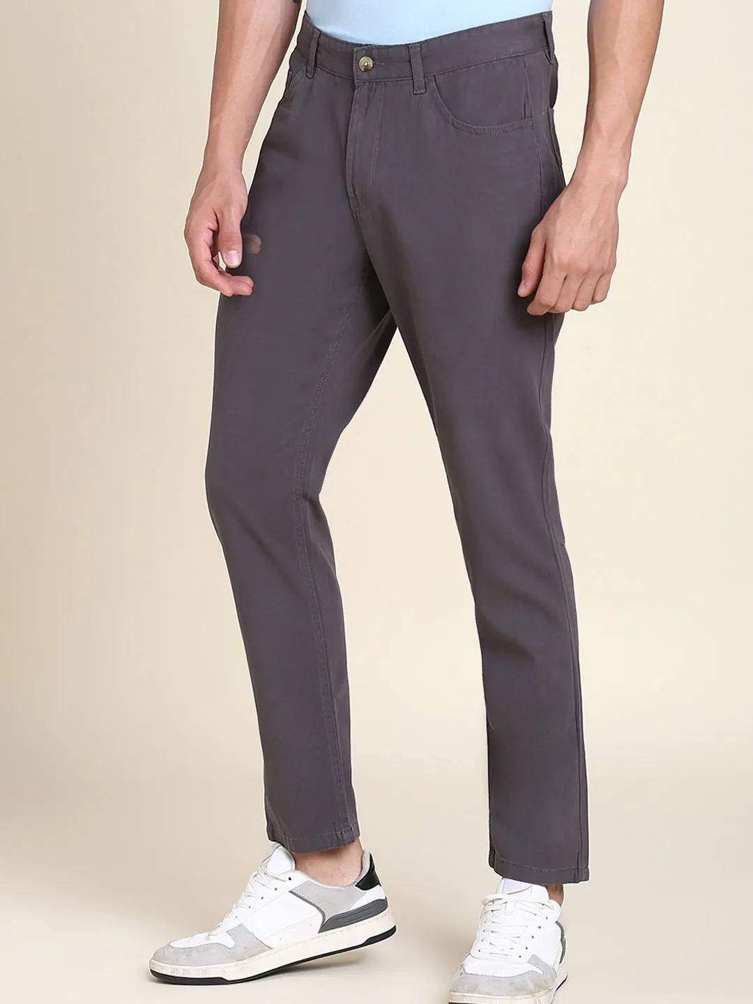 Men's Dark Grey Solid Chino