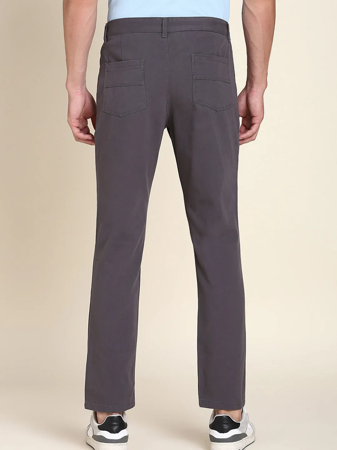 Men's Dark Grey Solid Chino