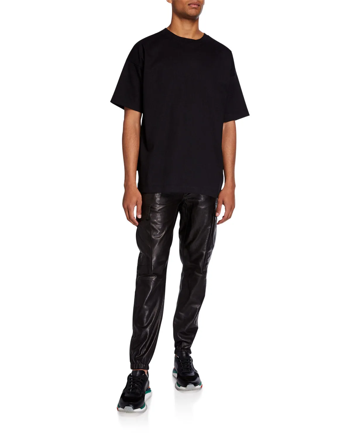 Men's Genuine Leather Cargo Jogging pants