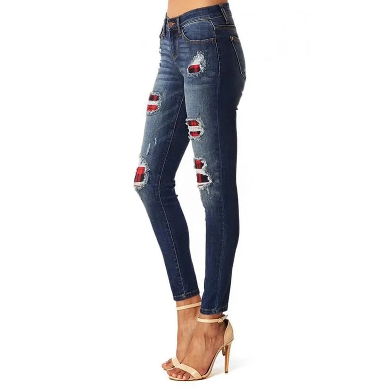Middle Waist Skinny Ripped Pocket Bodycon Pants