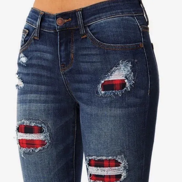 Middle Waist Skinny Ripped Pocket Bodycon Pants
