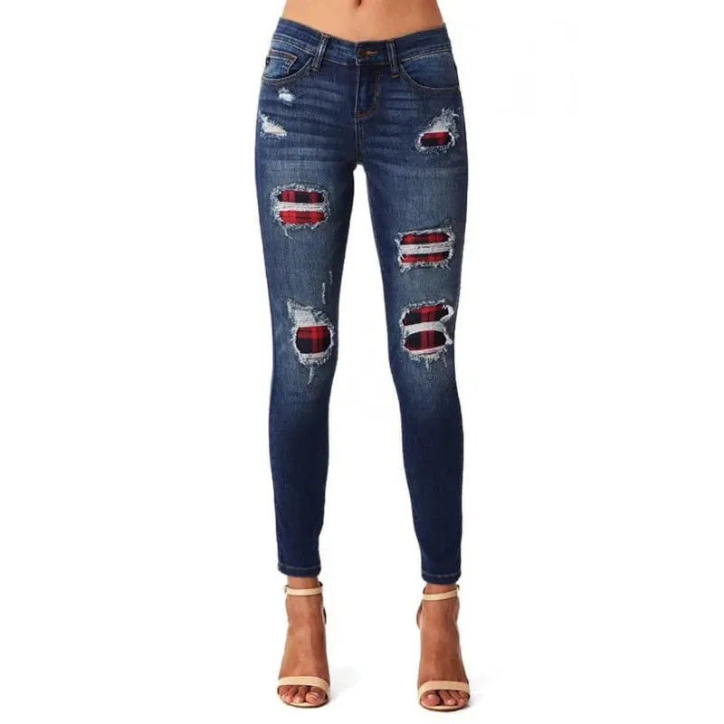 Middle Waist Skinny Ripped Pocket Bodycon Pants