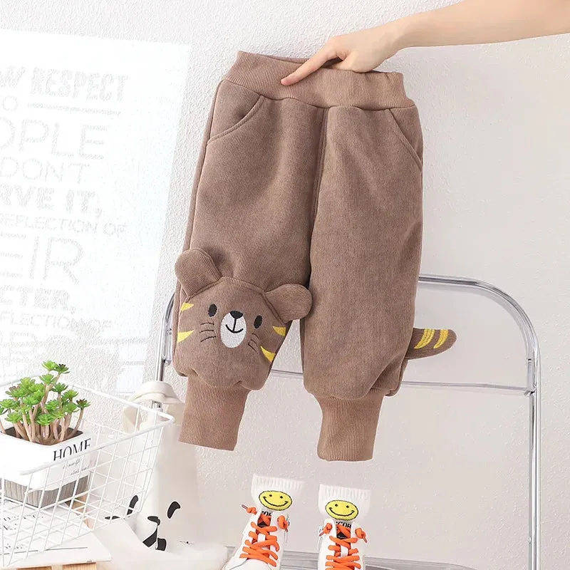 New Animal Embroidery Cotton Kids Pants
