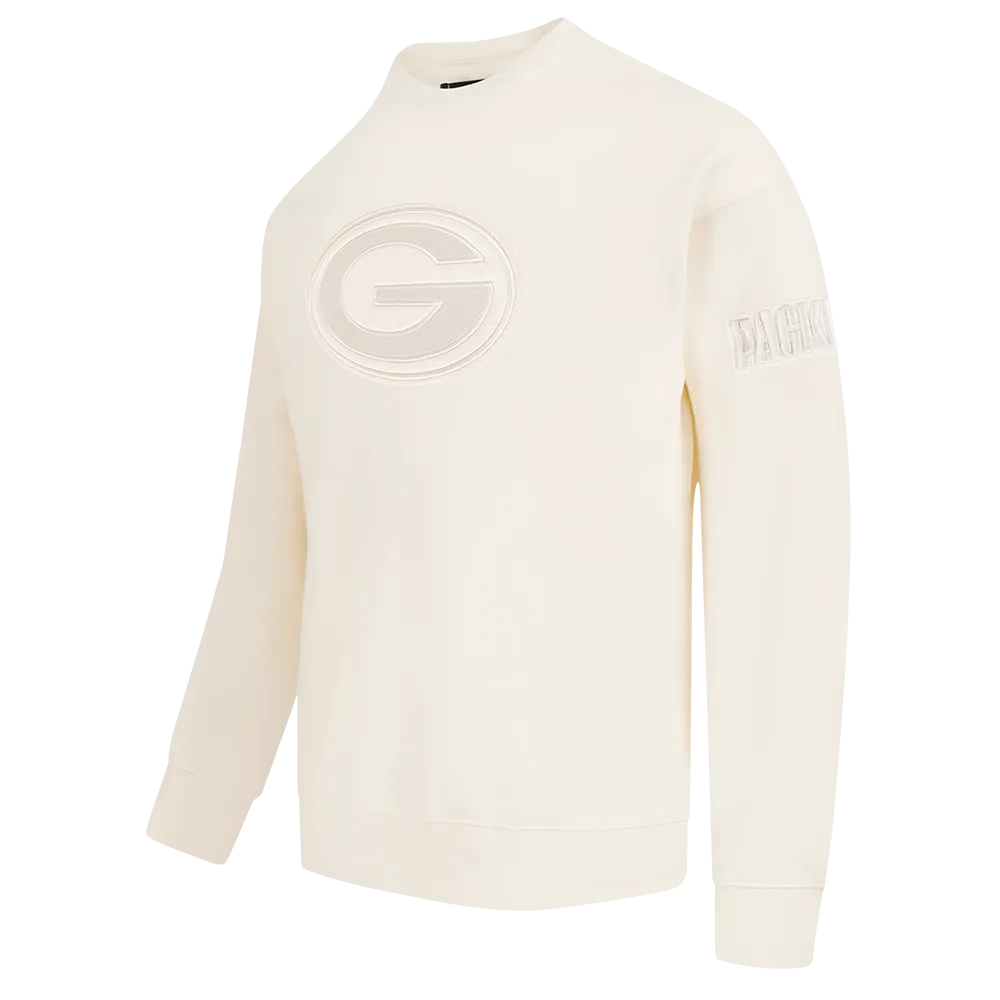 NFL GREEN BAY PACKERS NEUTRAL MEN'S DROP SHOULDER FLC CREWNECK (EGGSHELL)