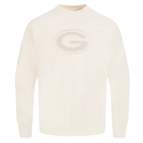 NFL GREEN BAY PACKERS NEUTRAL MEN'S DROP SHOULDER FLC CREWNECK (EGGSHELL)