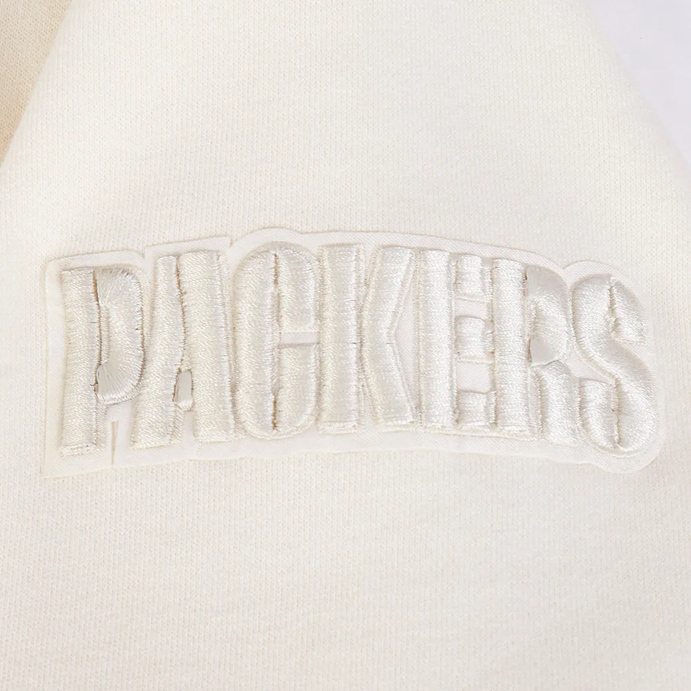 NFL GREEN BAY PACKERS NEUTRAL MEN'S DROP SHOULDER FLC CREWNECK (EGGSHELL)