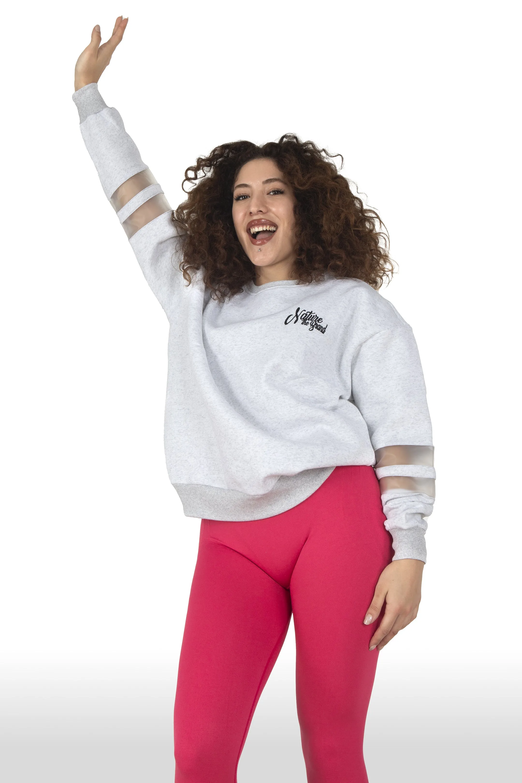 NTB Woman PVC Panel Oversize Sweatshirt Gray