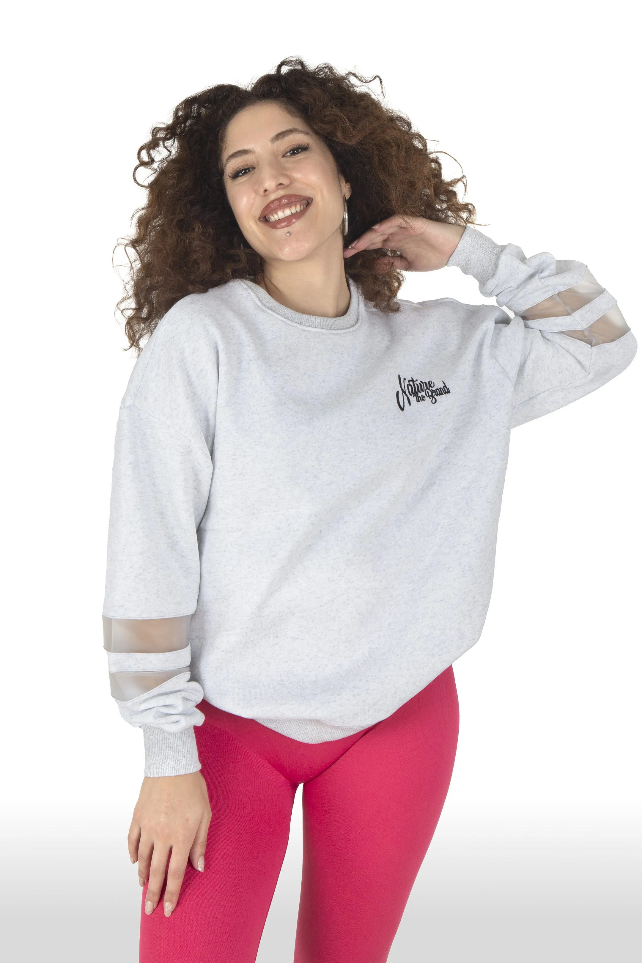 NTB Woman PVC Panel Oversize Sweatshirt Gray