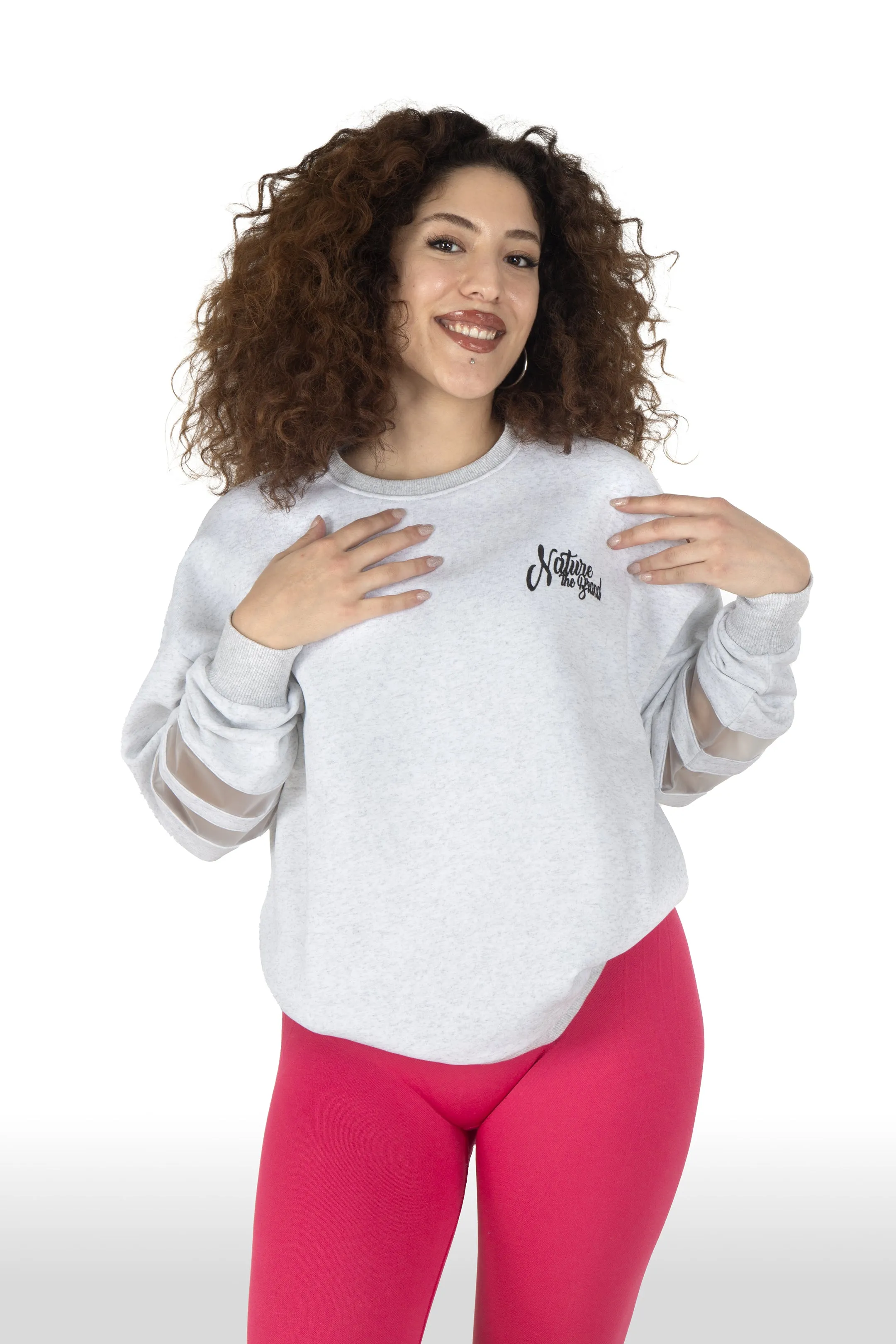 NTB Woman PVC Panel Oversize Sweatshirt Gray