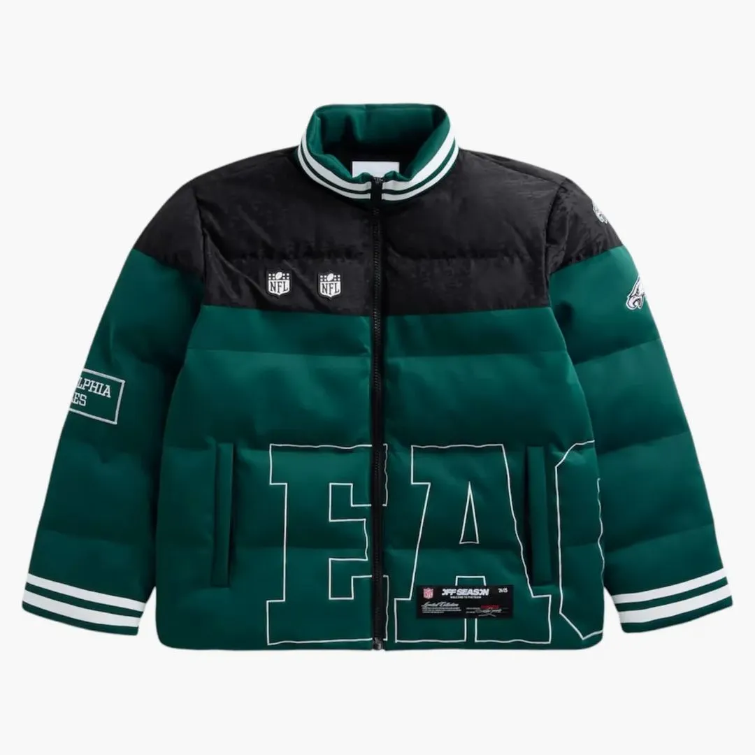 Off Season X Nfl Dark Green/black Philadelphia Eagles Team Puffer Jacket Dark Green
