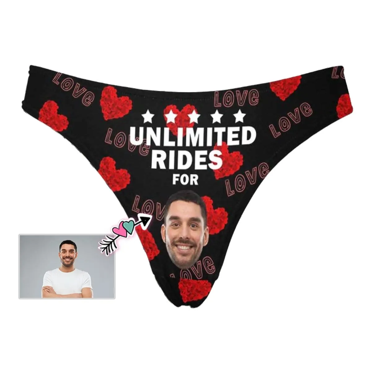 Personalized Women's Underwear Custom Face Unlimited Rides Printing Lingerie Women's Classic Thong for Her
