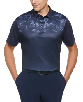 PGA TOUR Mens Athletic Fit Geo Print Sshort Sleeve Polo Shirt  Peacoat Blue 2XL