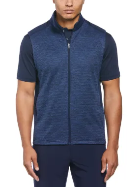 PGA TOUR Mens Two Tone Space Dyed Full Zip Golf Vest Peacoat Heather Blue 2XL