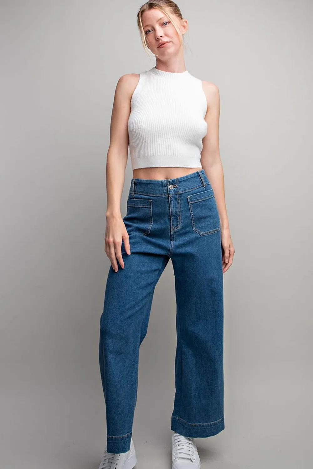 POCKET STRAIGHT LEG DENIM PANTS