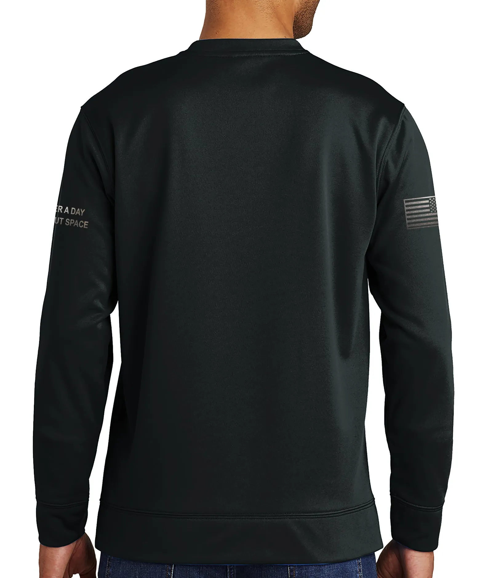 Polyester Black on Black Crewneck Unisex Sweatshirt. This shirt IS approved for PT.