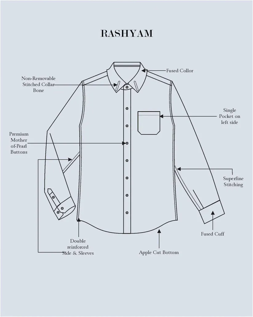 Premium Linen Cotton Blue Box Print On Cream Formal Shirt For Men