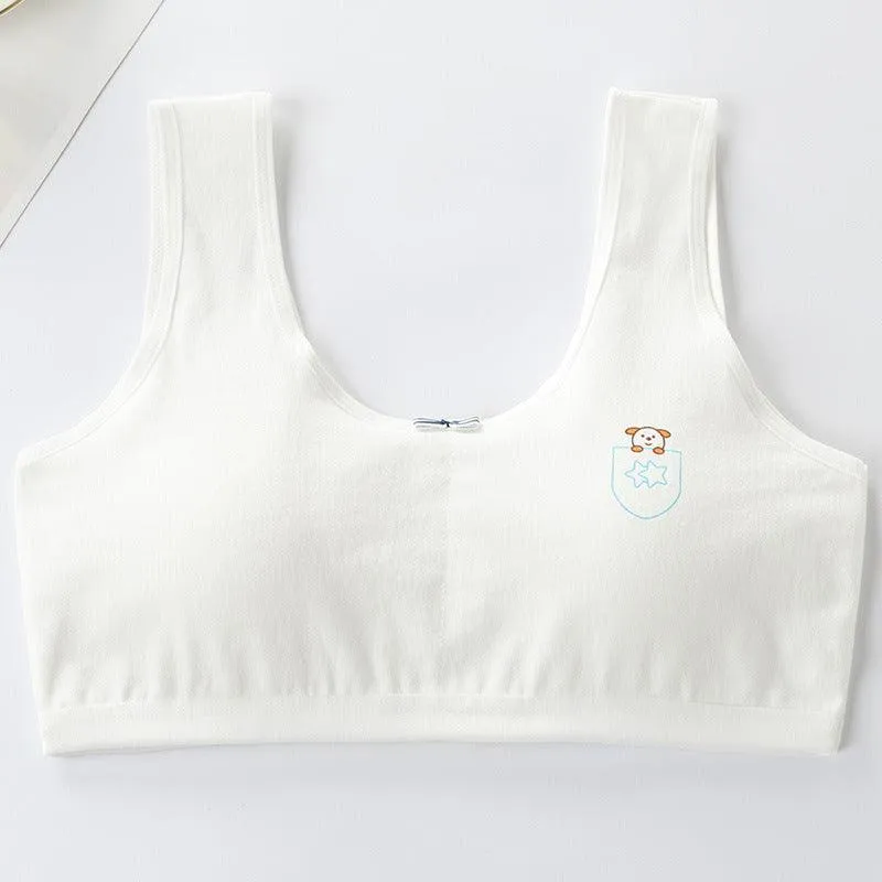 Primary Student Vest Female Junior High  Girl High School  Underwear Pure Cotton Bra