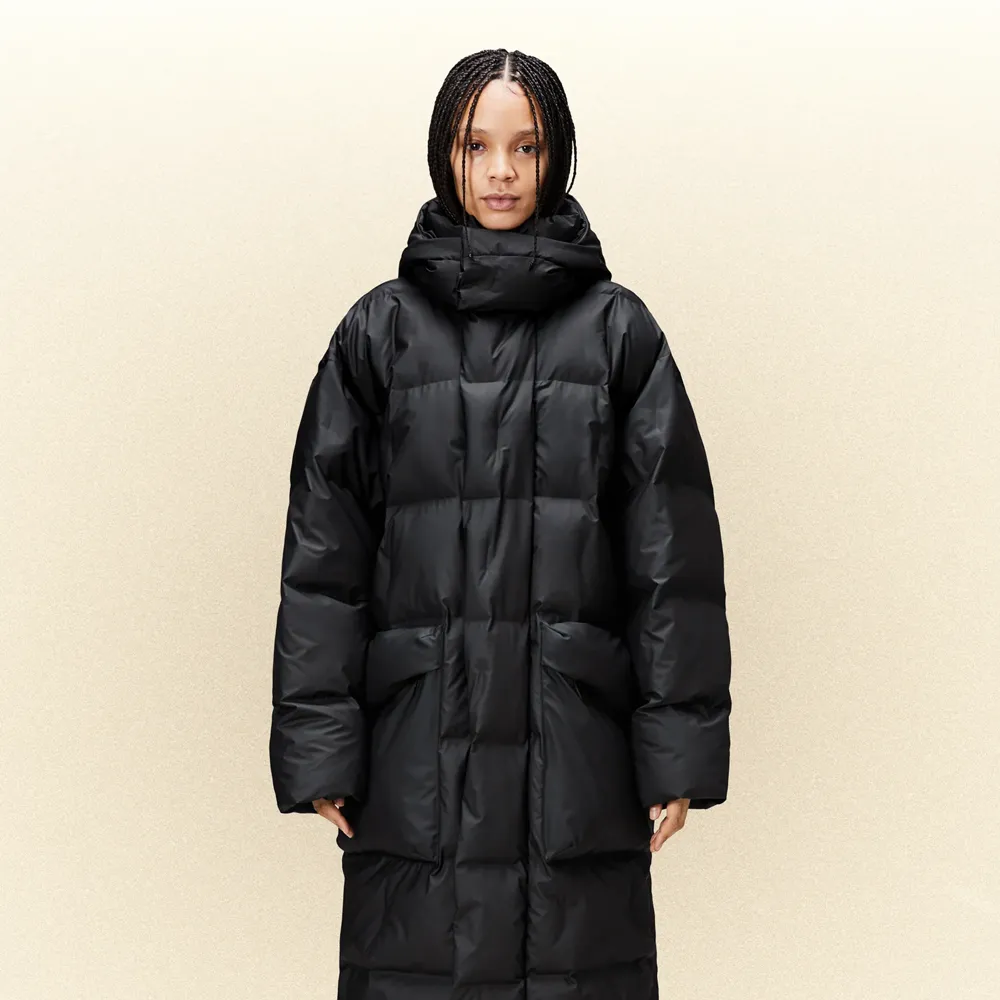 RAINS - HARBIN LONG PUFFER JACKET BLACK