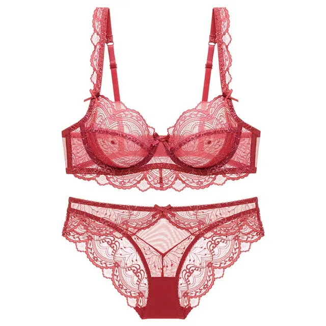 Sexy Lace Bra Set for Women – Elegant Mesh Lingerie Set, Ventilated, Thin Underwear with Matching Panties