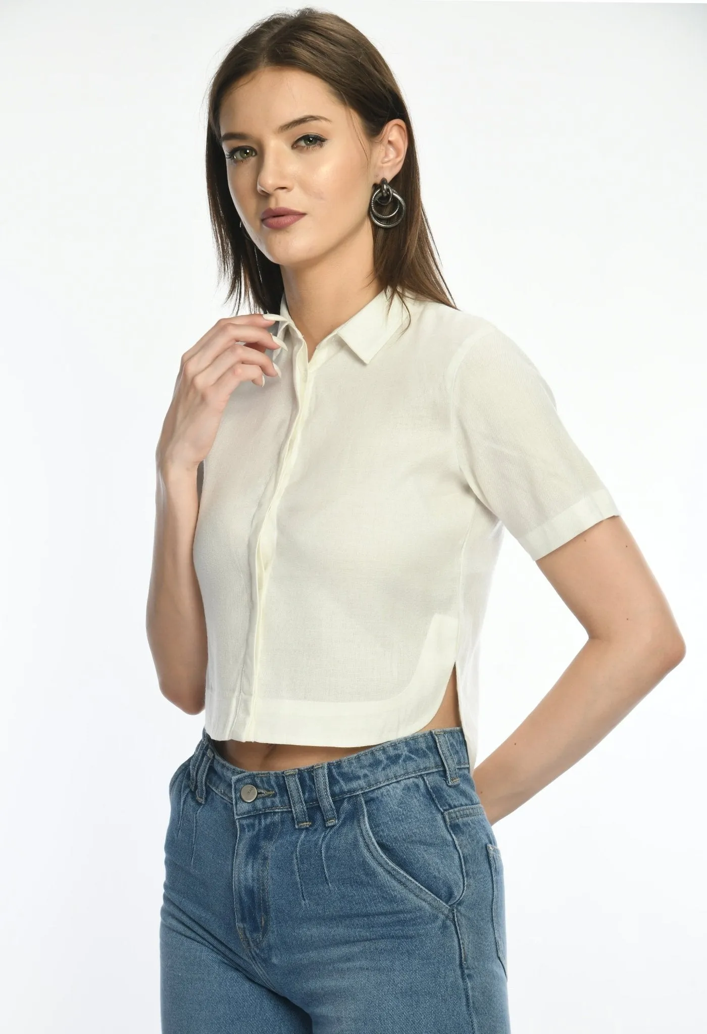 Short Sleeves Cropped Shirt