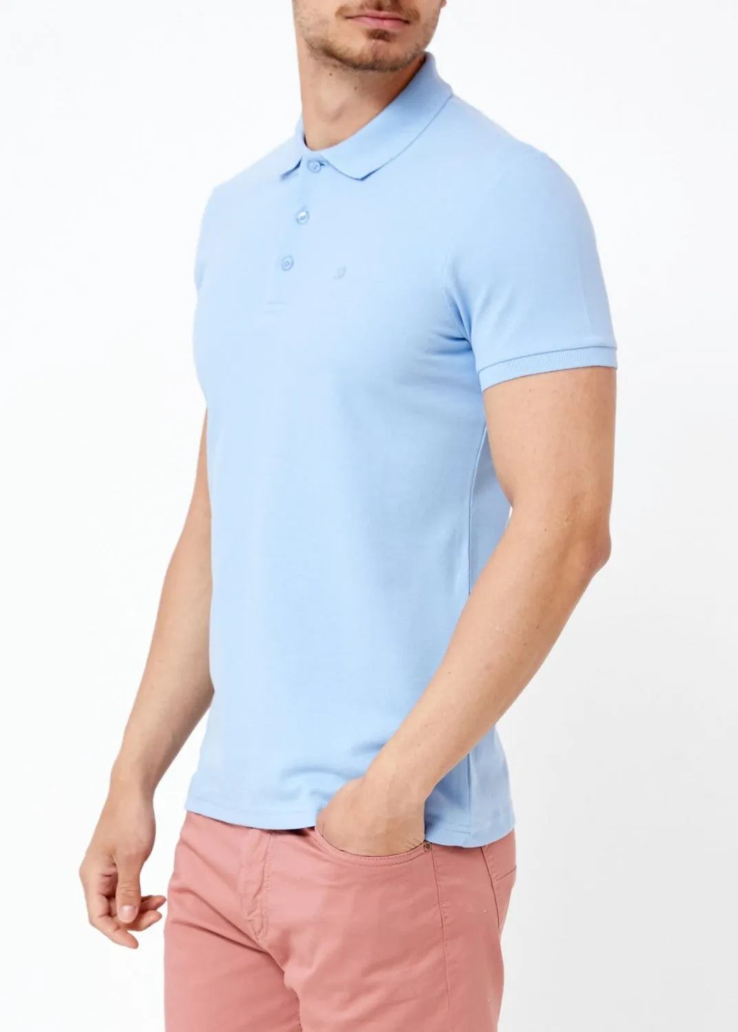 Sidiou Group Men's Oversize Light Blue Polo T-shirt