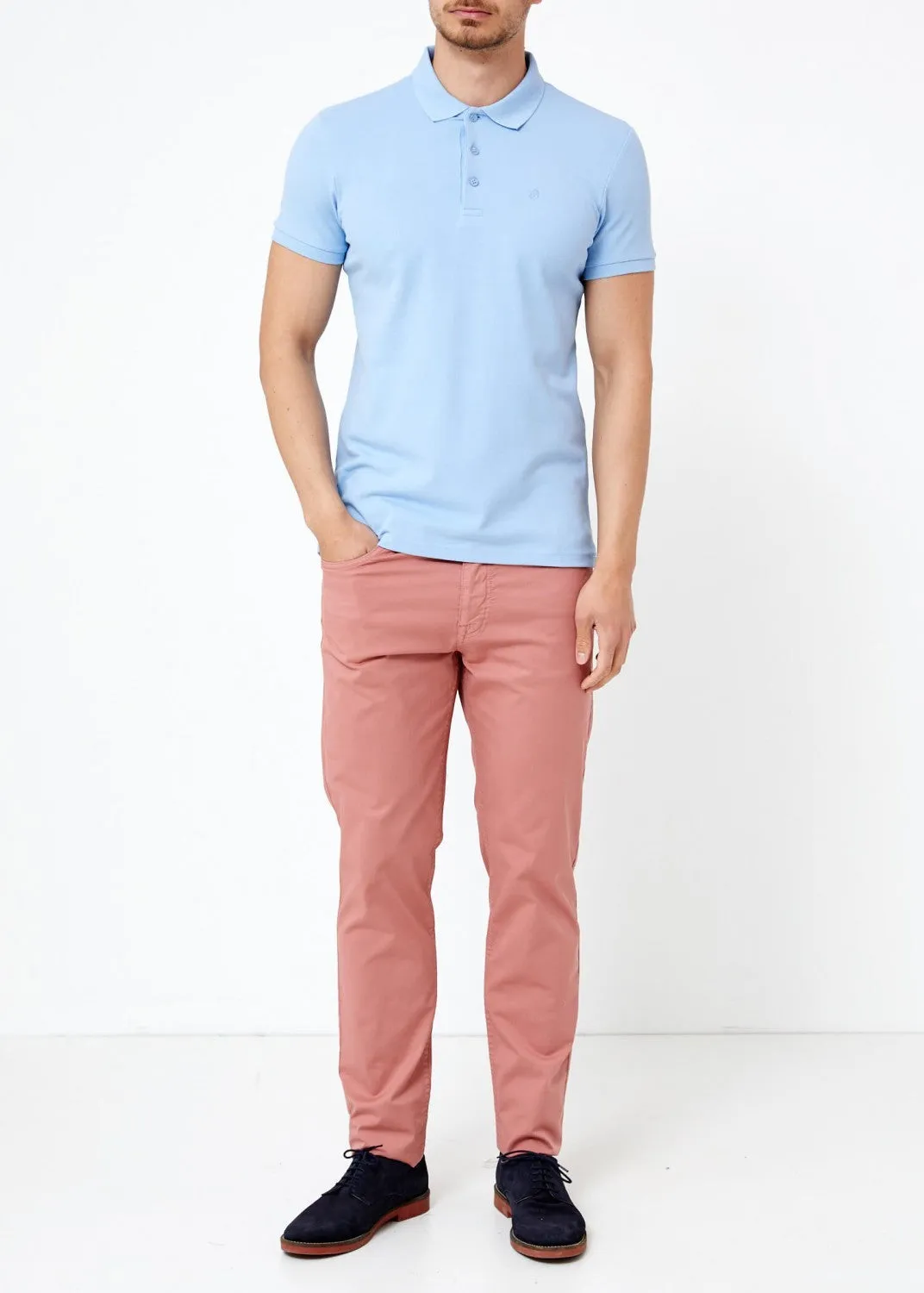 Sidiou Group Men's Oversize Light Blue Polo T-shirt