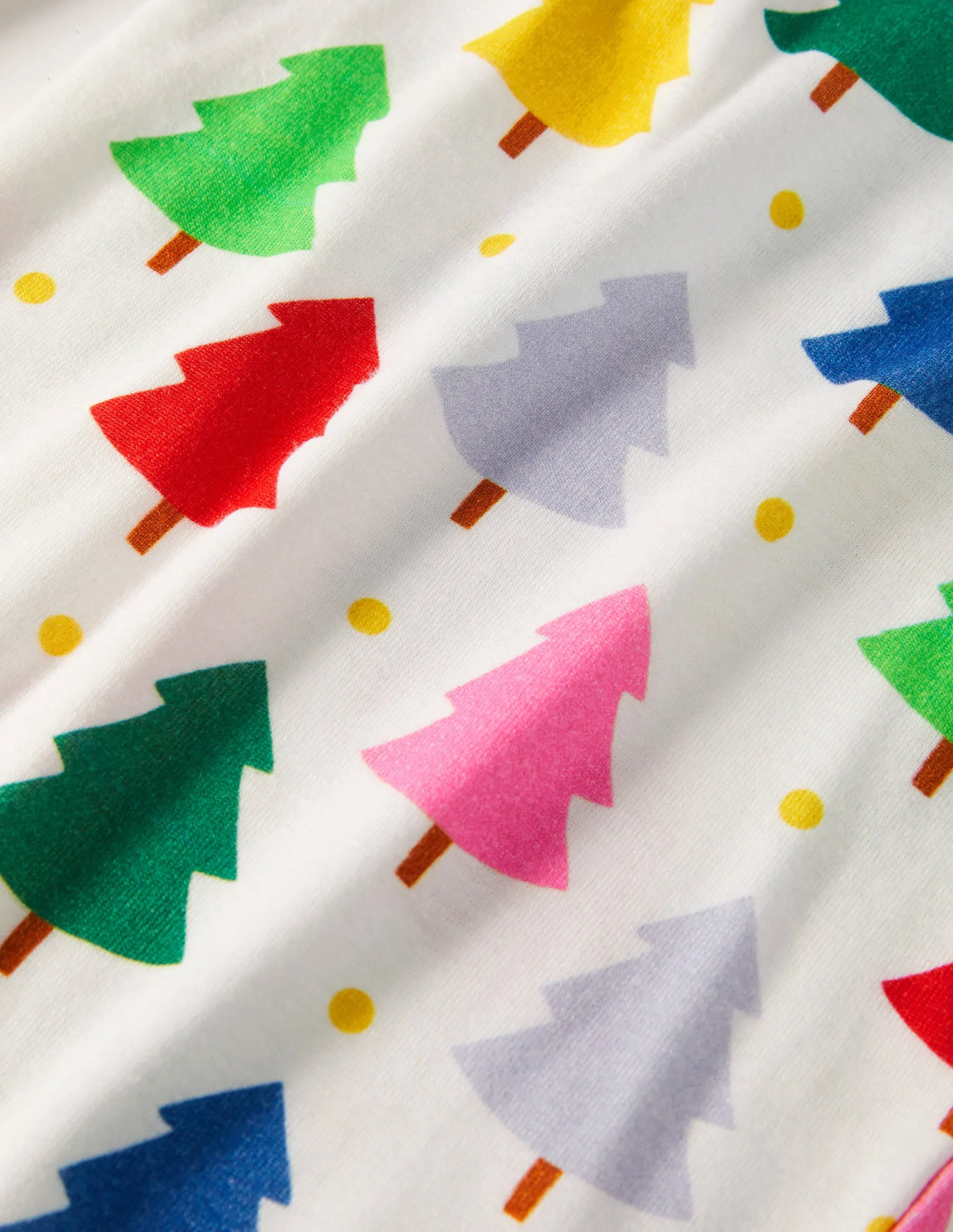 Snug Long John Pyjamas-Ivory Rainbow Christmas Trees