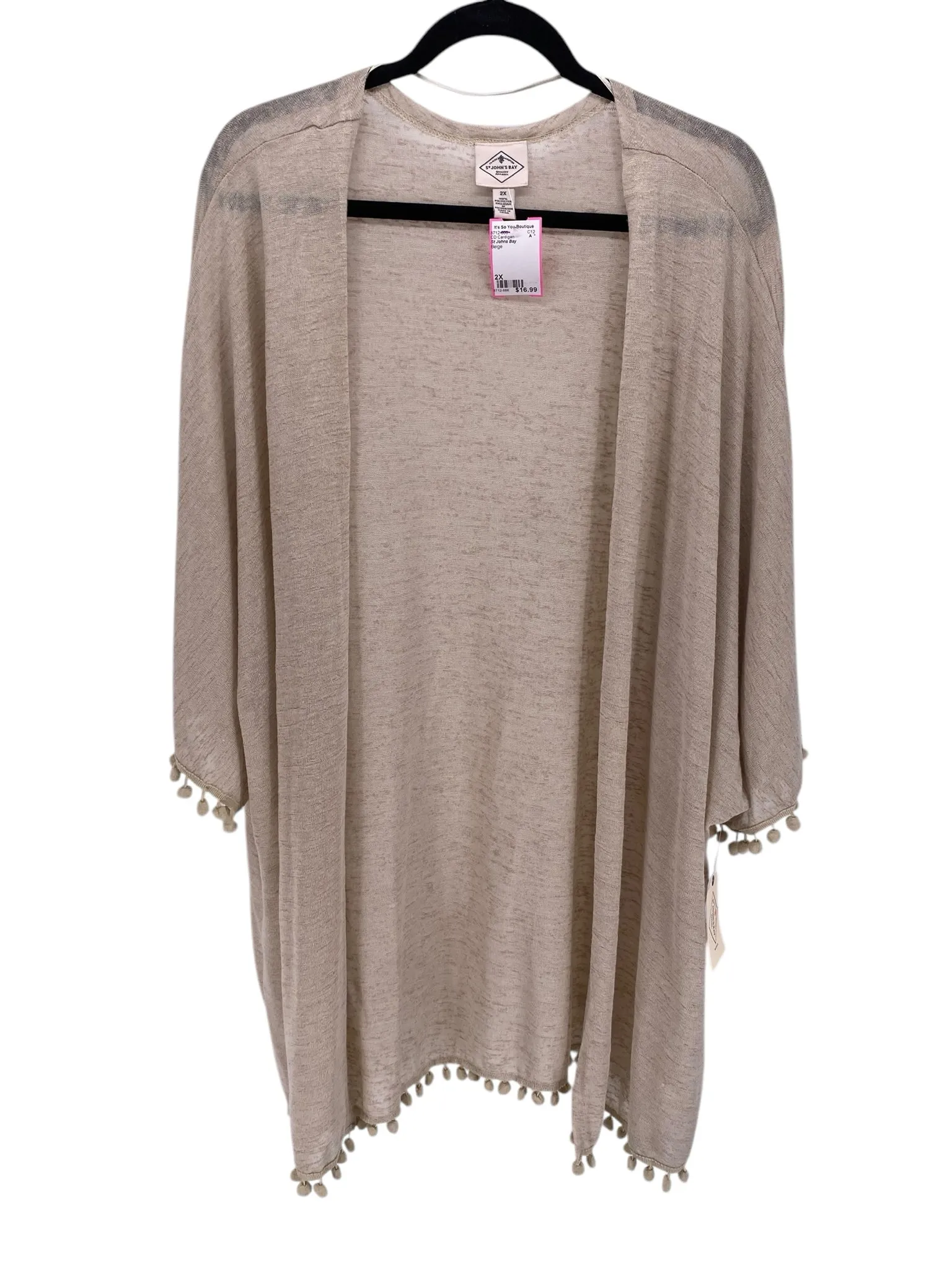 St Johns Bay Women Size 2X Beige CD Cardigan