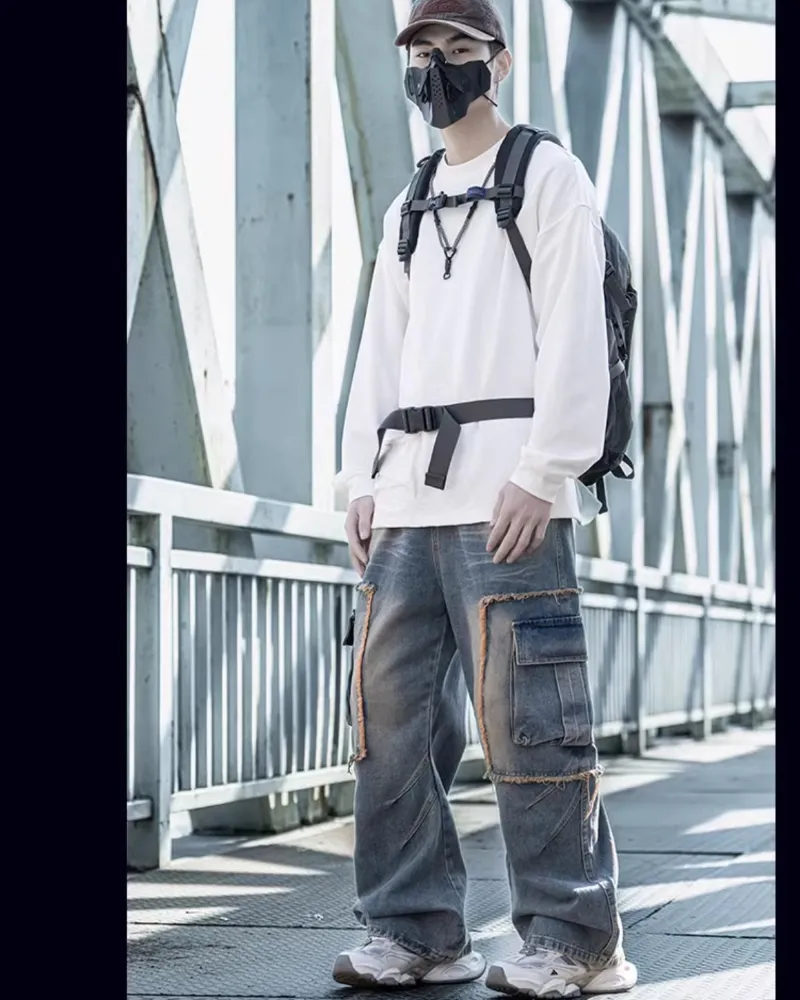 Streetwear Heavy Washed Straight Jeans