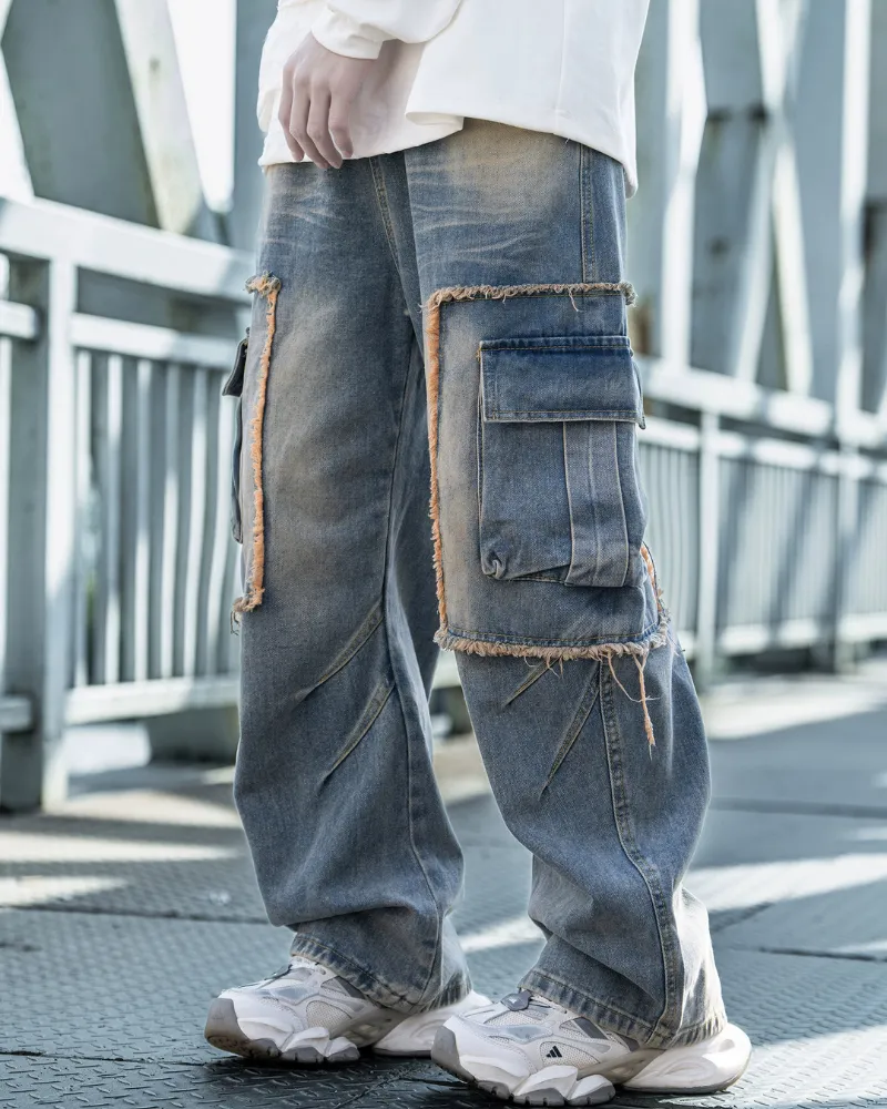 Streetwear Heavy Washed Straight Jeans