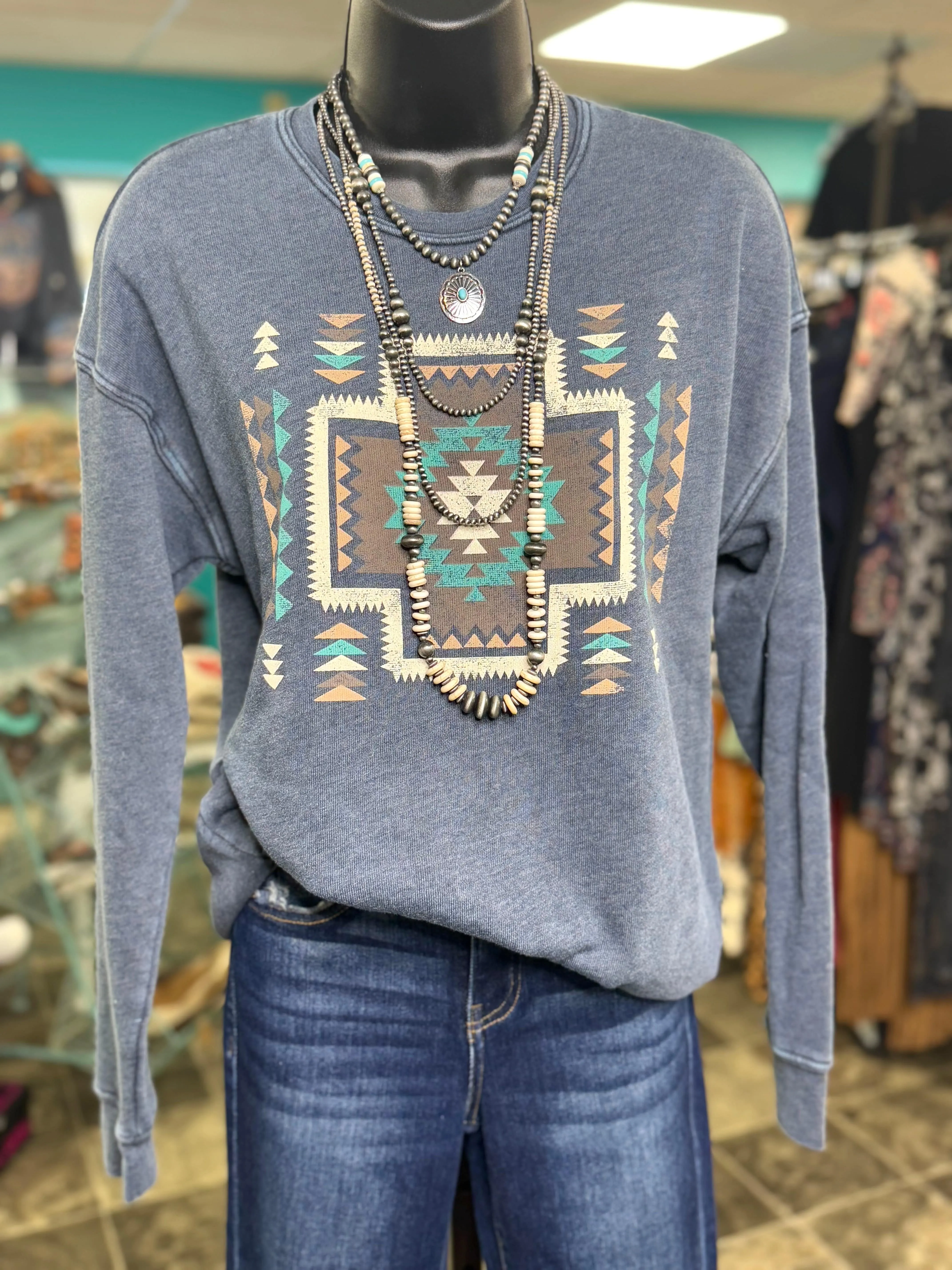 The Desert Blue Aztec Sweatshirt