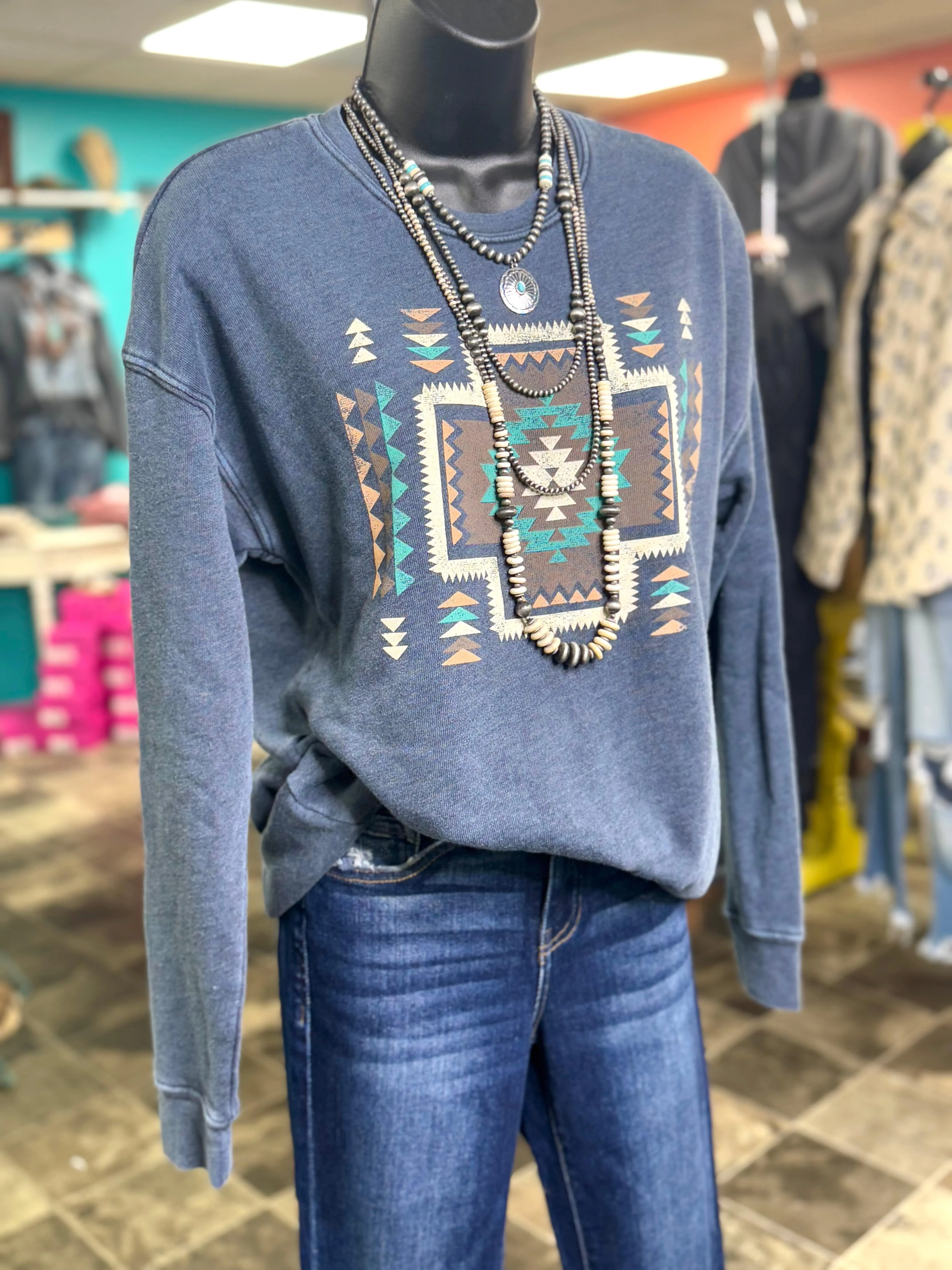 The Desert Blue Aztec Sweatshirt