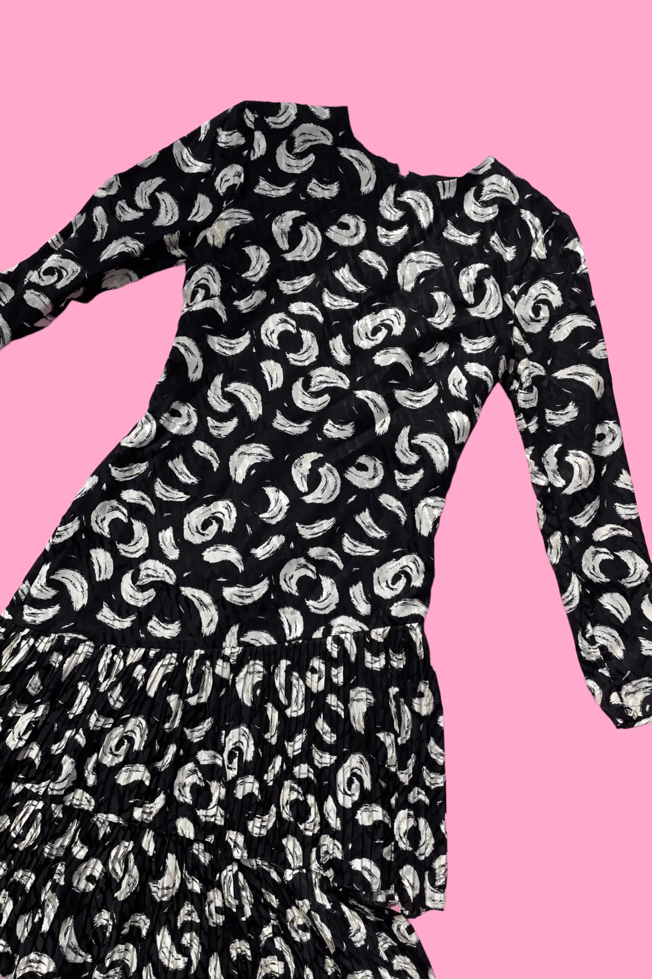 Vintage Feather Print Dress