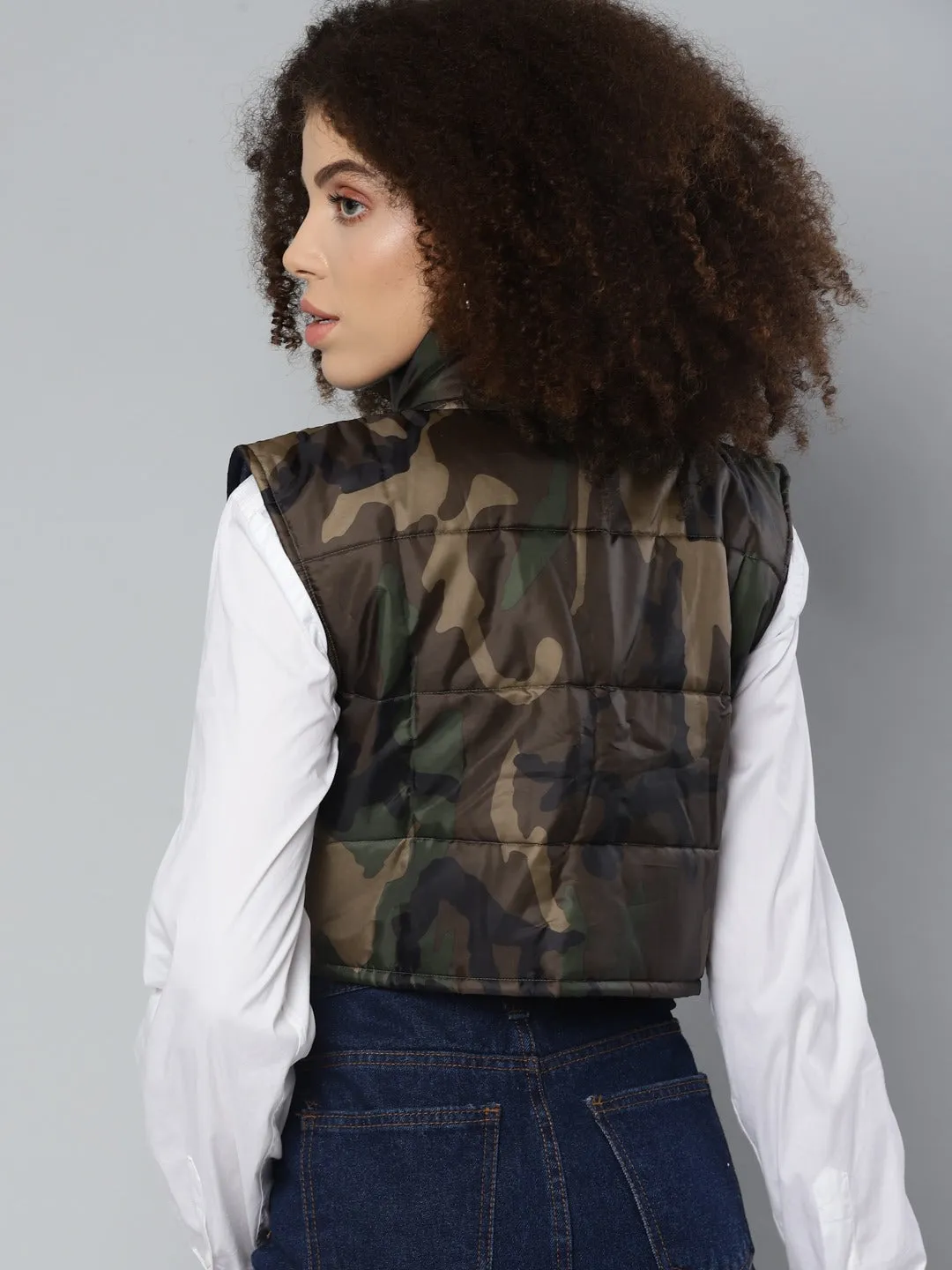 Women Green Camouflage Jacket