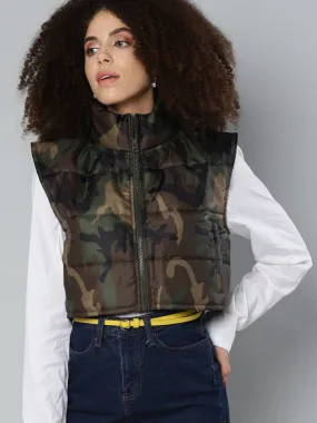 Women Green Camouflage Jacket