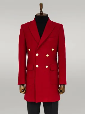 WSS Metal Buttoned Double Breasted Burgundy Men Coat  - Singen