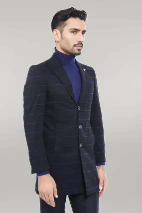 WSS Wide Pointed Collar Black Men Coat  - Singen